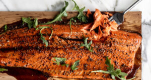 Cedar Plank Salmon with Brown Sugar and Black Pepper