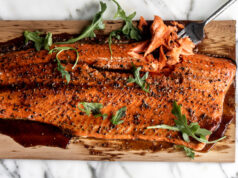 Cedar Plank Salmon with Brown Sugar and Black Pepper