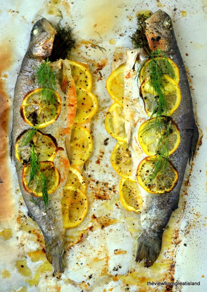 Whole Baked Trout with Herb Salsa